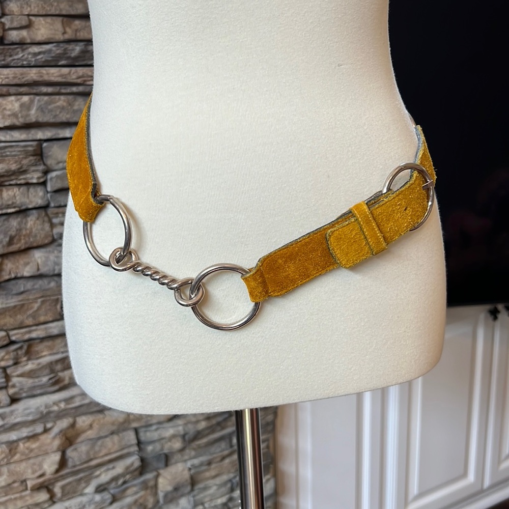 Damask Accessories Mustard Gold Belt with Silver Tone Accents